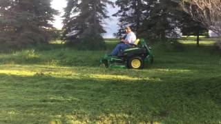 Mowing tall grass with John Deere z950r [upl. by Findley709]