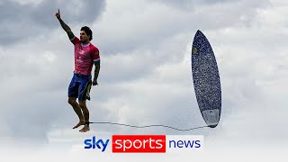 Is this the best picture of the 2024 Olympics  Breathtaking image of surfer Medina goes viral [upl. by Nuahsyt646]