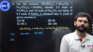 2FeNO33  3Na2CO3 → Fe2CO33  6NaNO3 25 mol FeNO32 36 mol Na2CO3  yield 63 mol NaNO3 [upl. by Clauddetta]