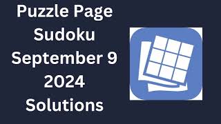 Puzzle Page Sudoku September 9 2024 Solutions [upl. by Cirtap]