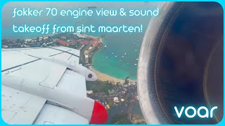 Jetair Caribbean Fokker 70 takeoff from St Maarten  with engine start [upl. by Teleya]