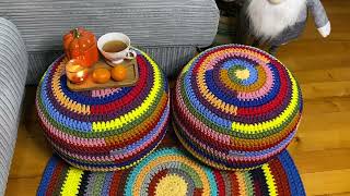 Unique multicolored crochet pouf and rug from RufikiMasters [upl. by Lovich]