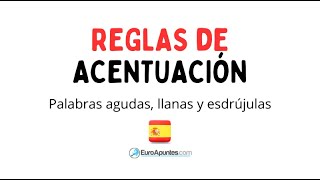 REGLAS DE ACENTUACIÓN EN ESPAÑOL PALABRAS AGUDAS LLANAS Y ESDRÚJULAS [upl. by Annawak]