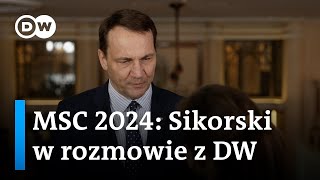 MSC 2024 Radosław Sikorski w rozmowie z DW [upl. by Yirinec601]