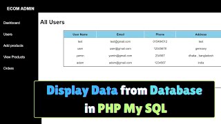 How to Show Data from Database in Admin Panel in PHP  PHP ECommerce Project Tutorial [upl. by Alletsyrc]