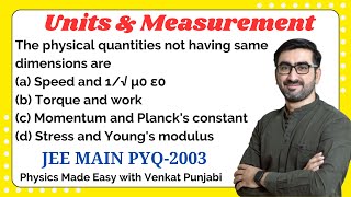 The physical quantities not having same dimensions are Units amp Measurements  PYQ  JEE  2003 [upl. by Nek]