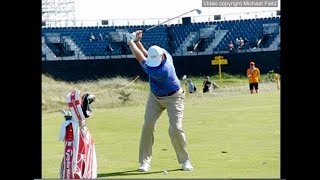 Ernie Els golf swing  Short Iron from the fairway faceon view July 2017 [upl. by Elmaleh]