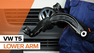 How to change front lower arm on VOLKSWAGEN T5 TUTORIAL  AUTODOC [upl. by Tocs691]