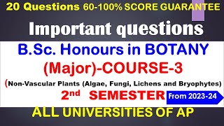 Important questions BSc Honours in BOTANY Major NonVascular Plants  2nd SEMESTER  HSR Bio [upl. by Quintessa]