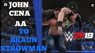 John Cena AA Braun Strowman from the top rope  WWE 2K19 [upl. by Esetal]