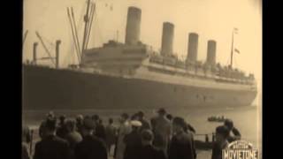 RMS Aquitania arrives at Southampton 1935  footage [upl. by Huttan]