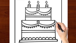 Cake drawing for kids  How to draw cake for kids  Kids Drawing cake [upl. by Anirdua]