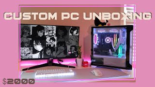 Custom PC unboxing ft RGB Customs  pink white and black aesthetic [upl. by Nnairrehs]