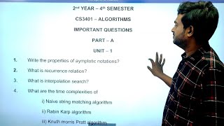 Algorithms Important Questions CS3401 2nd Year 4th Semester Engineering [upl. by Odnalo491]