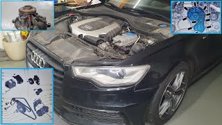 Audi A6 4G 30BiTdi Kühlmittelpumpe undicht  Flachrippenriemen  Spannrolle  30TDI [upl. by Allemap]