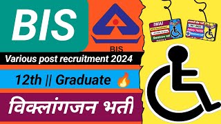 BIS Handicapped Recruitment 2024  Handicapped Government Job Recruitment 2024 pwdjobs [upl. by Arin379]