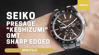 Unboxing SEIKO PRESAGE quotKeshizumiquot Sharp Edged GMT SPB275J1 [upl. by Valeda]