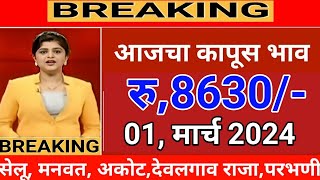 आजचे Live कापूस भाव 01 मार्च 2024  kapus bhav today कापूसबाजारभावआजचे [upl. by Akiner]