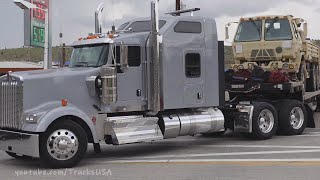 Trucks USA Truck Spotting  Peterbilt Kenworth Military others  Arizona [upl. by Ennoid]