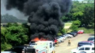 Car fire rages in Monroeville [upl. by Einnhoj]