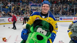 2023 Teddy Bear Toss Goal  Saskatoon Blades  Easton Armstrong [upl. by Khichabia]