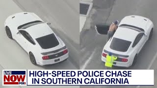 Southern California police chase 115 MPH pursuit of suspect in Ford Mustang  LiveNOW from FOX [upl. by Rudelson474]