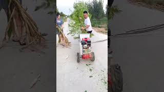 The grass cutting machine cuts with tree branches fnbanglasociety funny funnbanglafb [upl. by Wolf920]