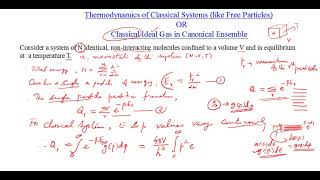 Classical Ideal Gas in Canonical EnsemblePart 1 [upl. by Orran]