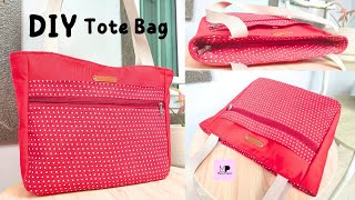 DIY Tote Bag With Zipper Tutorial  Zippered Tote Bag Tutorial [upl. by Atram]