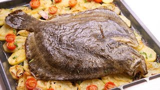 Rodaballo al Horno con Patatas  Receta de Pescado muy Fácil y Deliciosa [upl. by Yecnahc355]