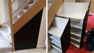 Fabriquer un meuble à chaussures sous escalier coulissant et surmesure [upl. by Atir]