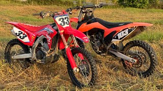 Crf250r vs ktm350 battle [upl. by Marne660]