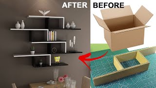 DIY wall shelf decor  Cardboard wall shelf decorating ideas [upl. by Enidaj]