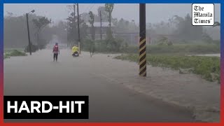 Typhoon Kongrey uproots trees floods Taiwan [upl. by Bitthia]