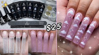 TRYING A 25 POLYGEL KIT FROM AMAZON POLYGEL OMBRE amp CLOUD NAIL ART DESIGN  Nail Tutorial [upl. by Neeneg]