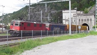 des trains qui passent  au tunnel du SIMPLON portail Nord  23052018 [upl. by Grof]