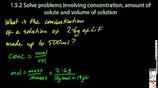 S145 Solve Problems Using Concentration Amount of Solute and Volume SL IB Chemistry [upl. by Lomax925]