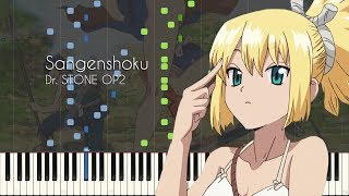 Sangenshoku  Dr STONE OP2Opening 2  Piano Arrangement Synthesia [upl. by Orihakat108]