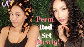 HOW TO USE PERM RODS ON WIG  EASY PERM ROD SET ON CURLY WEAVE  BIG BOUNCY CURLS [upl. by Rabjohn]