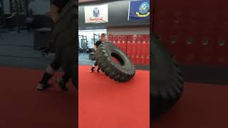 1000 Pound Tire Flip by Strongwoman Christa Baumgartner Dankert [upl. by Ariam]