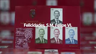 Sello conmemorativo del 10 aniversario de la proclamación de SM el rey Felipe VI  Correos [upl. by Gorden833]