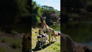 A Lioness Shows Kindness to a Strange Creature Leaving the Giraffe in Shock wildwonders [upl. by Haididej437]