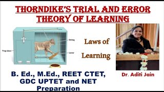 Thorndike Theory of Learning Thorndike ka siddhant Laws of learning Trial and Error Theory NET [upl. by Alicea]