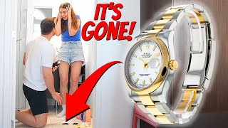 DROPPING my Husbands ROLEX Watch DOWN THE DRAIN PRANK HE GOT SO ANGRY [upl. by Stoneham]