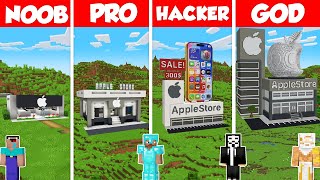 Apple Store Build Battle Challenge  Noob vs Pro vs Hacker vs God  Minecraft Animation [upl. by Mayram]