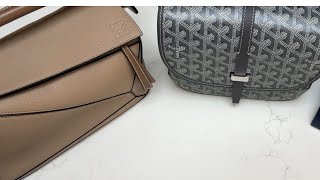 Comparing the Loewe Small Puzzle Bag with the Goyard Belvedere PM Bag [upl. by Selij]