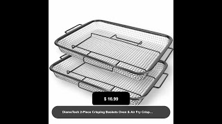 DiamoTech 2Piece Crisping Baskets Oven amp Air Fry Crisper Basket Nesting Set ToxinFree NonStick [upl. by Maud528]