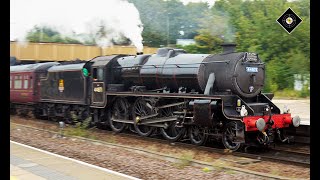 BLACK FIVE 44871 WITH RTCs quotTHE STRATFORD FLYERquot  LEICESTER 7924 networkrail steam train [upl. by Yllod117]