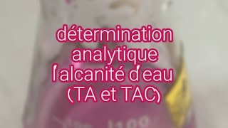 détermination analytique de lalcanité deau TA et TAC [upl. by Pascale214]