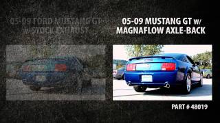 Magnaflow AxleBack Exhaust vs Stock Exhaust  20052009 Ford Mustang GT [upl. by Cila513]